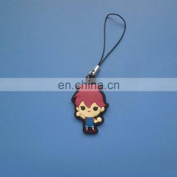 Promotional 3d lovely cartoon boy design soft pvc phone strap