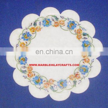 Flower Shape Marble Inlay Plate