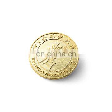 Custom pocket logo round golden metal pin badges promotion