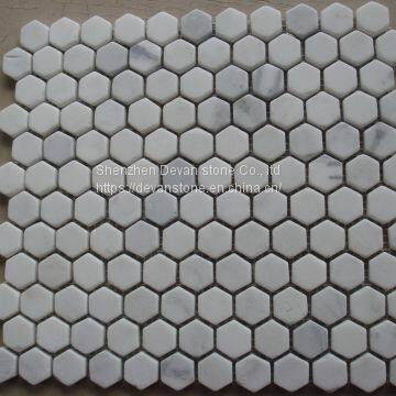Oriental White Hexagon Marble Mosaic Floor Tiles Backsplash Mosaic photo-4