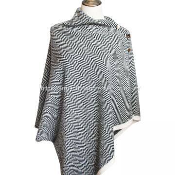 Herringbone cashmere poncho (TMM-004)