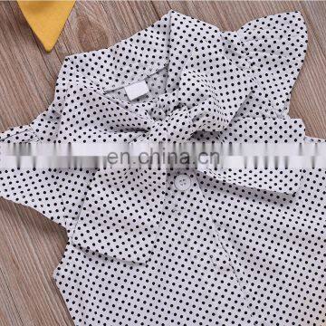 Spot Pattern Top With Plain Color Gallus Dress and Headband 3pcs Girls Suit Wholesale Price photo-2