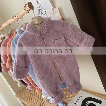Autumn and Winter New Born Baby One-piece Romper for Men and Women, Cute Plush Thick Section, Outing at Home Warm Romper