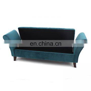 Customized Largest Long Large Wooden Seat Velvet Sofa Chair Big Bench With Big Storage Space Open Lid photo-4