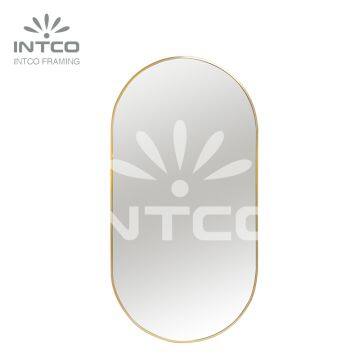 Aluminum Frame Wall Mirror, Pill Shaped Wall Mirror, Metal Frame Bathroom Mirror photo-3