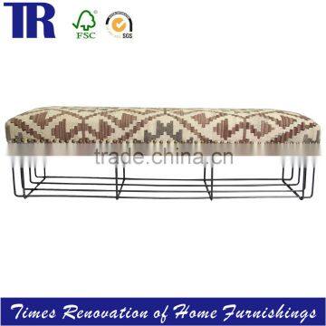 French Style Wooden Frame Upholstery Bench,Fabric covered Bench,Long Upholstery Bench