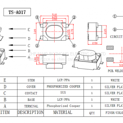 BZCN 3*4 TS-A017 Factory Direct Sale High Performance Tact Switches photo-3