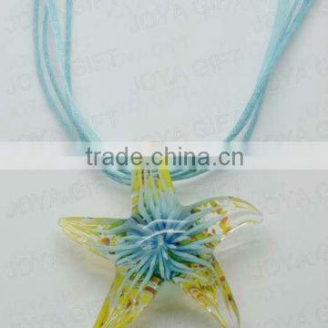 wholesale Lampwork Glass Pendant Necklace Lampwork glass Necklace leaf pendant with wax cord