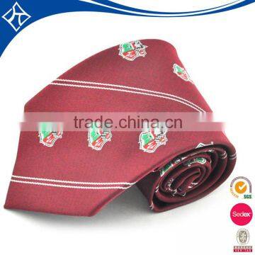 Red black slim 100% polyester necktie with custom logo design