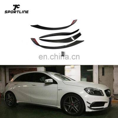 Carbon Fiber CLA45 Front Canards Bumper Fins for Mercedes Benz CLA250 Sport 13-15 6PCS/SET