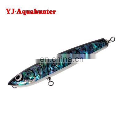 top water stick bait lure  abalone shell wooden pencil  trolling lure 75g fishing  lures wood