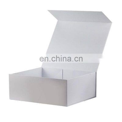 Custom recycled cardboard white magnetic close lid collapsible hamper gift box