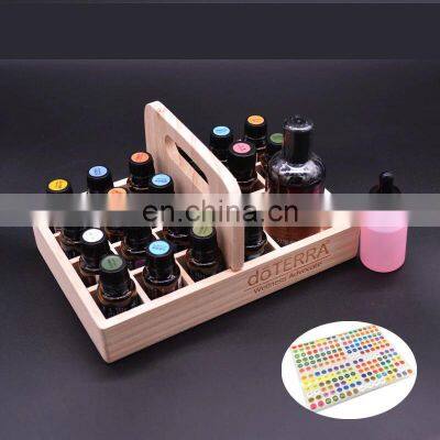 Free Padding EO Labels Essential Oil Wooden Box 21 Bottles With Handle photo-2