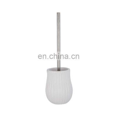 Bathroom Toilet Bowl Brush  Sample Provided Free Standing  Toilet Brush with Holder White Round Ceramic Porcelain Toilet Brush