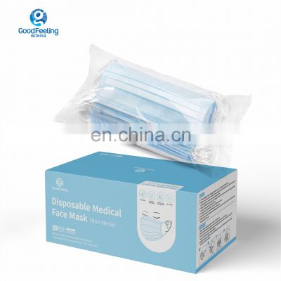 Goodfeeling Disposable Medical Surgical Face Mask Fabric Mask Factory Wholesale CE Class II 3 Layers / 3ply Blue Non-sterile