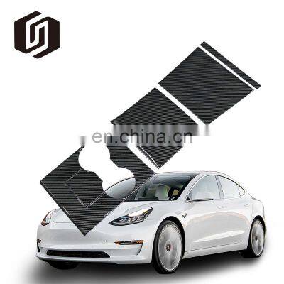 Real Carbon Fiber Auto Accessories Material Car Armrest Box Cover For TESLA Model 3 2017-2019