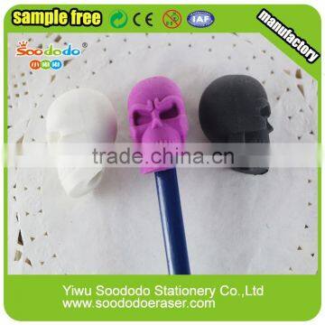 Cool rubber eraser Cap&Skull Shape pencil tooper with eraser