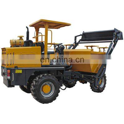 Multifunctional constructed 5 ton site dumper agricultural dumper truck with front self loading bucket