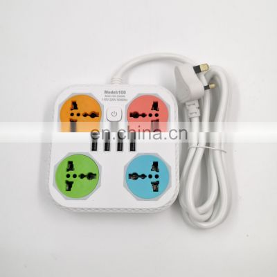 Square extension sockcket With USB UK 13A Switched Electrical Power Power strip With Extension Outlet