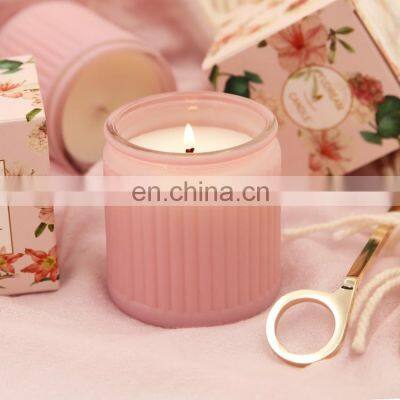 Customized With Box Sustainable Wide Opening Glass Cup Jar Party Birthday 4.5oz Hand Made Woodwick Handmade Scented Candle photo-4