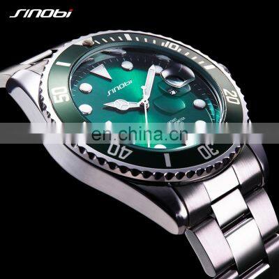 SINOBI Business Steel Watch Luxury Alloy Case Wristwatch Japan Quartz Watches Waterproof  3ATM S9721G Relogio Masculino