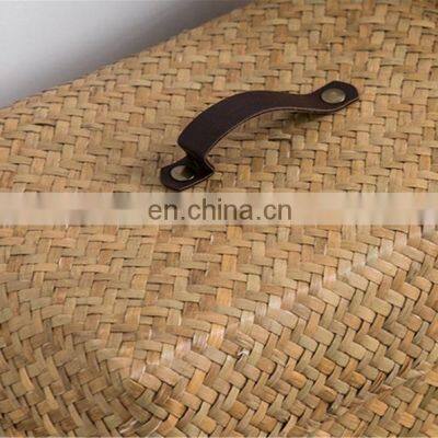 Hand Woven Straw Basket With Cover Seagrass Square Basket House Decor Handmade Natural Gift