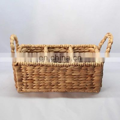 Hand Weave Rectangular Wicker Basket, Water Hyacinth Storage Basket