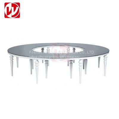 Cheap White MDF Top Banquet Round Table White Legs Wedding Serpentine Half-Moon Event Rental Dining Table photo-4