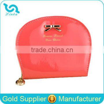 Stock Wholesale Orange Fuschia Pink Yellow Pantent PU Women Lady Fermale Coin Wallet