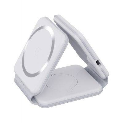 2023 Hot Sell Wireless Chargers Stand or iphone 12 Magnetic Charger Foldable 3 in 1 Charger Station 15W Fast Charging Pro