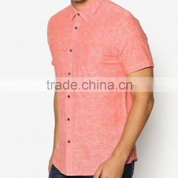 Coral Linen Textured Men's Shirts Summer Cool Button Up Shirts Quality Choice photo-2