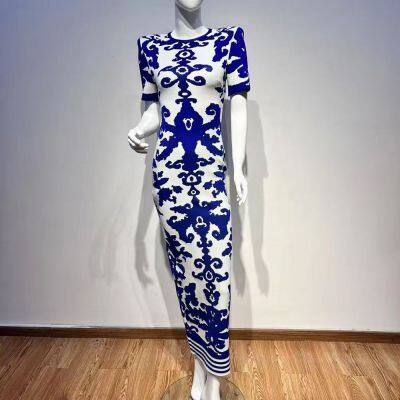 women's knitted dress with pattern