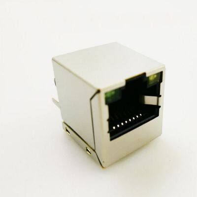 E1152E01A-YG/GY 180 Degree Vertical RJ45 Ethernet Jack Single Port with LED Light & USB Port, Copper Contacts Wall Mount Module