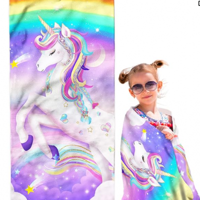 Unicorn Beach Towel Rainbow Microfiber Towels Sand Free Quick Dry Bath Pool Swim Towel for Travel