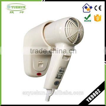 High quality 220V hotel professional wall mounted hair dryer 1200W warm air YK9802