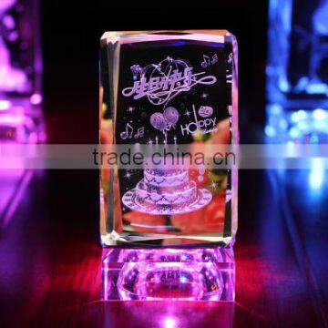 Top Quality 3D Laser K9 Crystal glass Cube for Birthday Gifts