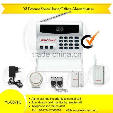 Wired and wireless Telephone line PSTN home alarm kits with remote control and keypad