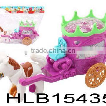 pull string cartoon horse carriage toy with snowflake