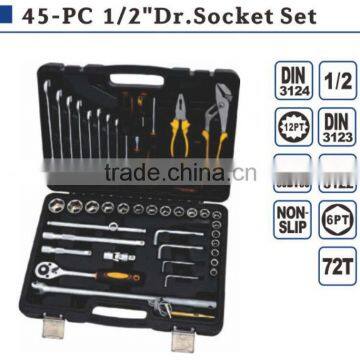 45pcs 1/2" Dr Socket set hand tool set hardware tool set