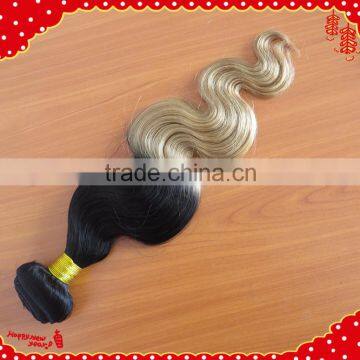 Two color virgin brazilian hair extension, ombre color human hair weft, cheap ombre hair extension