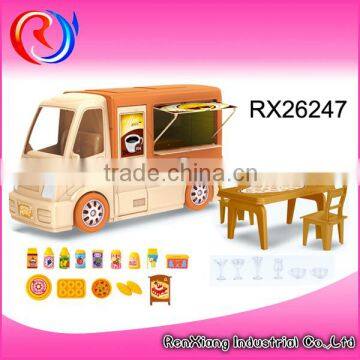 Children toy kitchen tool set breakfast cart mobile coffee cart