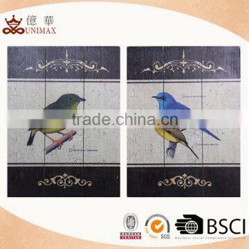 Different colour birds decal wooden wall sign for present