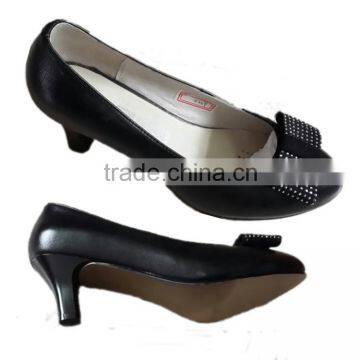 Low square heel ladies office shoes,black leather women dress shoes