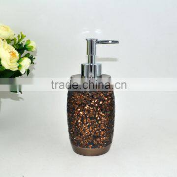 Golden Brown Painting With Shining Glass Polyresin Bathroom Accessories Set photo-2