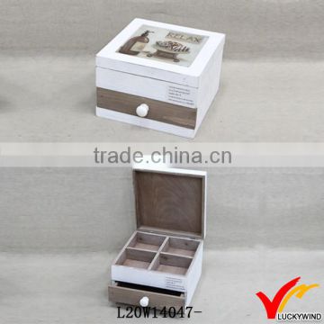 Hinged Lid White Wooden Treasure Chest Craft