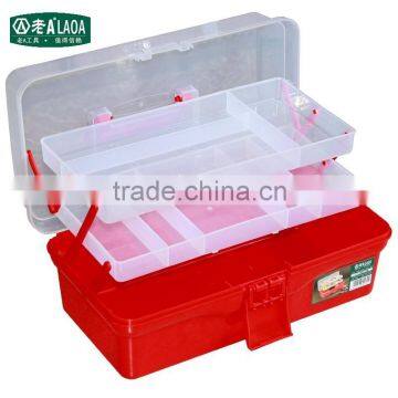 LAOA 14.5 red color Inch transparent plastic tool box with drawer