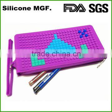 2015 best selling fancy design plastic diy pencil case with zip and chips