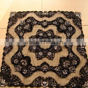 black flower handmade beaded tablecloth