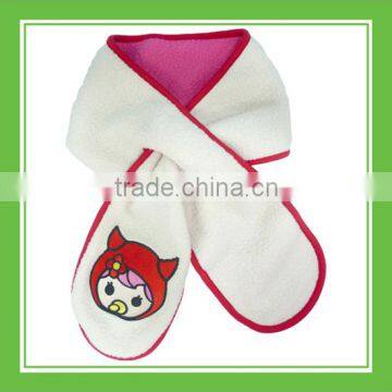 Hot Promotion Baby Rinne Head Embroidery Winter White Pink Fluffy Scarf For Winter