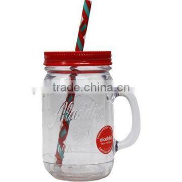 Korea Hot Sell Mason Mug Plastic Straw Mug Double Wall Plastic Thermo Mug photo-6